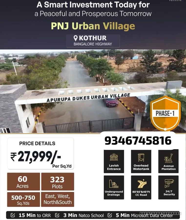 Plots for Sale in Kothur Hyderabad