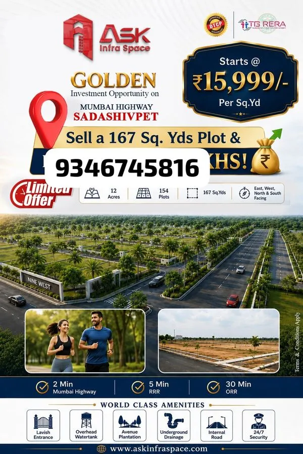 Plots For Sale in Sadashivpet Call me 9346745816