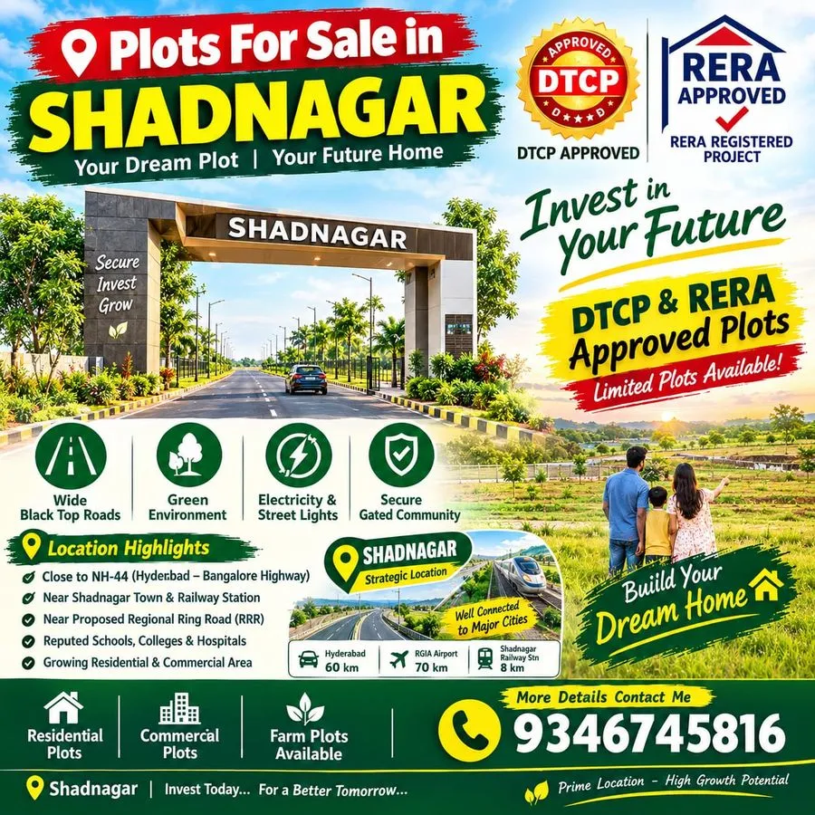 Plots for Sale in Shadnagar Call me 9346745816 - 2